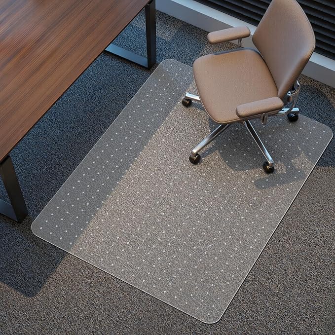 Kuyal Office Chair Mat for Carpet, 46x55 Clear Heavy Duty Computer Chair Mat by Kuyal