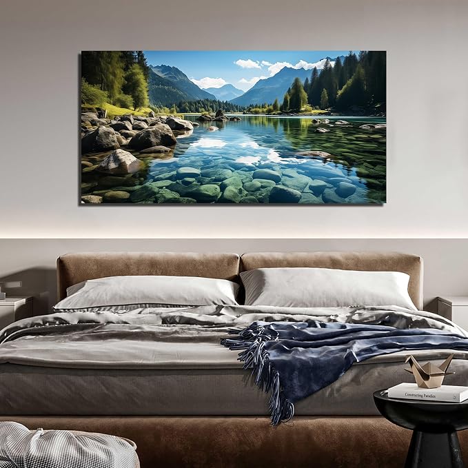 GUGIKA Landscape Wall Art for Living Room, Mountain and Lake Wall-Decor for - Image 5