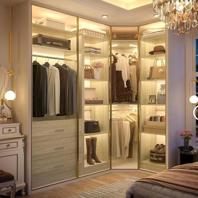 Corner Closet System with 3 Drawers, Corner Closet Organizer System with 13 - Image 3