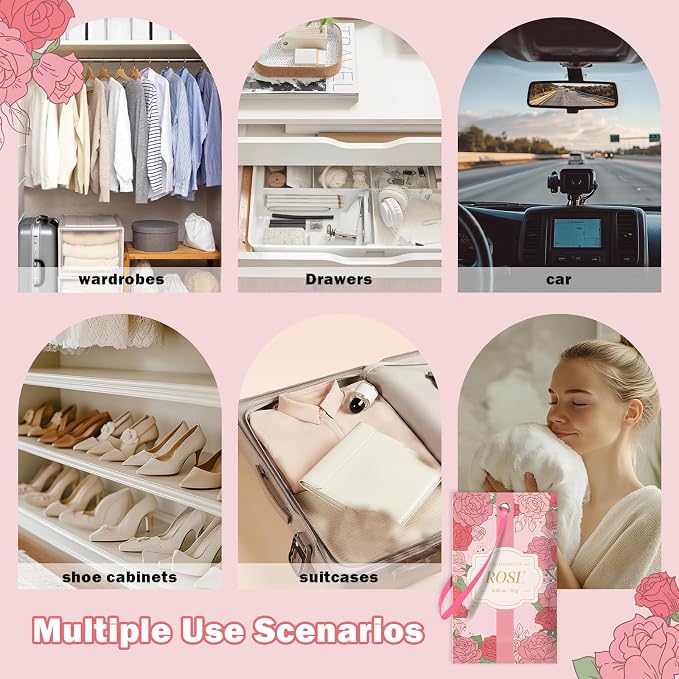 SCENTORINI Scented Sachets for Drawers and Closets, Rose Scent 14 Pack - Image 5