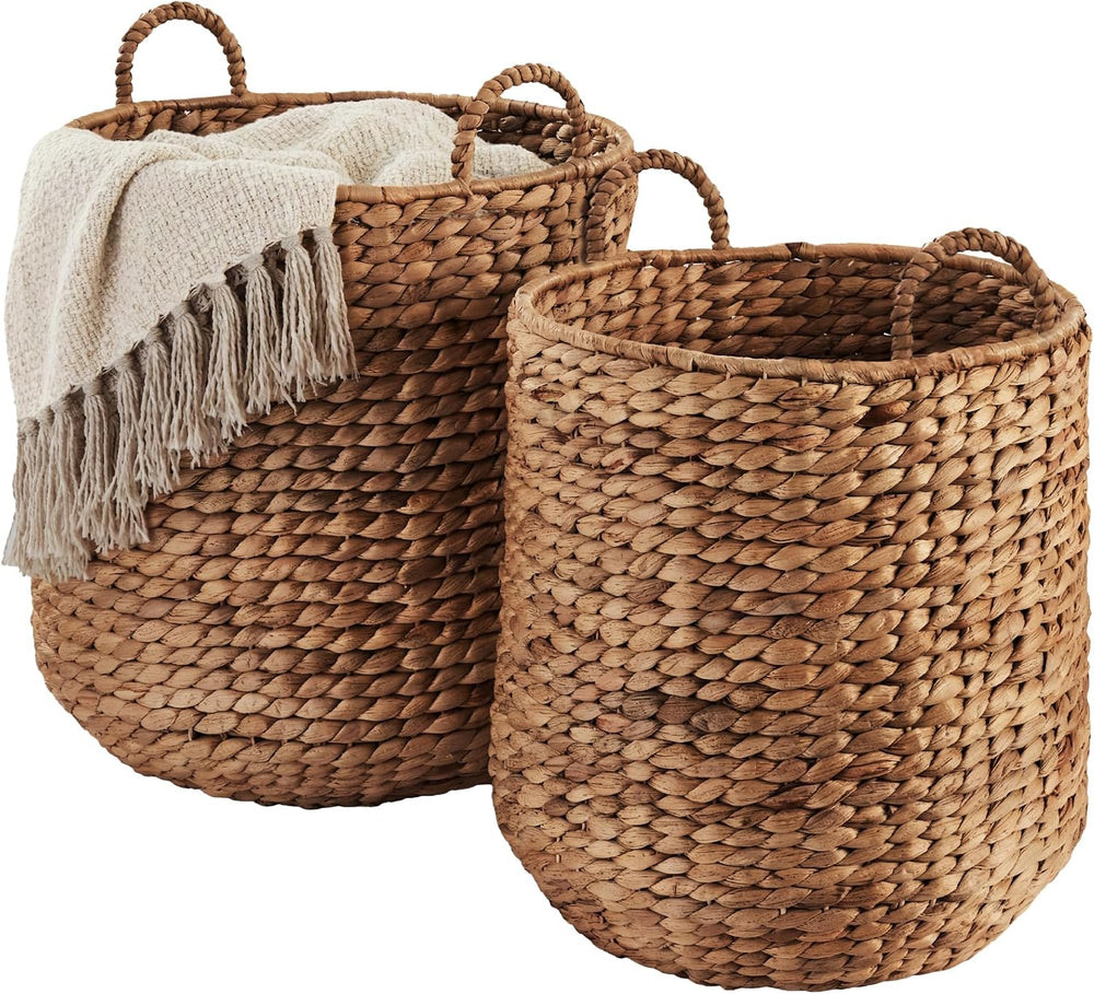 Best Choice Products 2-Piece Round Nesting Baskets W/Handles, Handwoven Water...