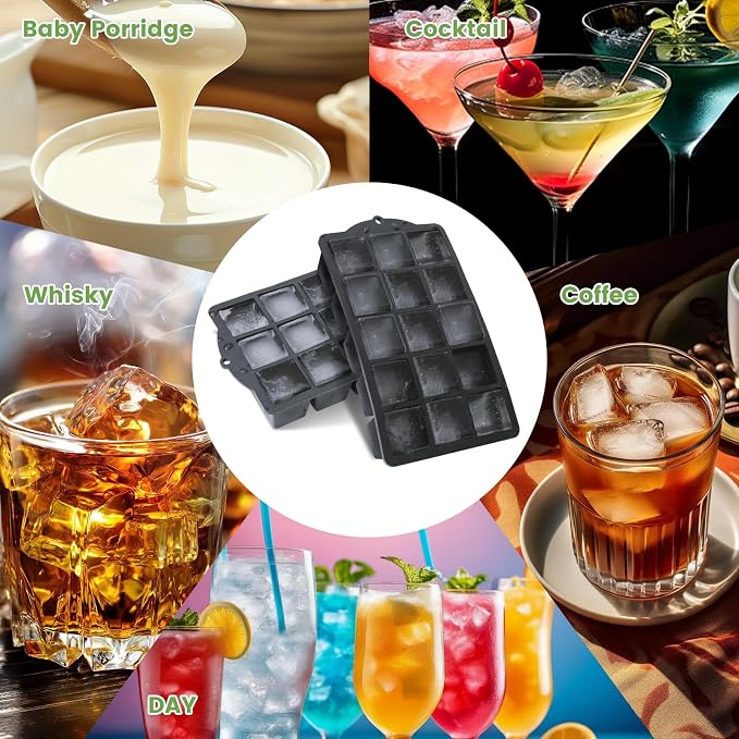 Silicone Ice Cube Tray, 2 Pack Easy-Release Stackable Ice Trays - Image 7