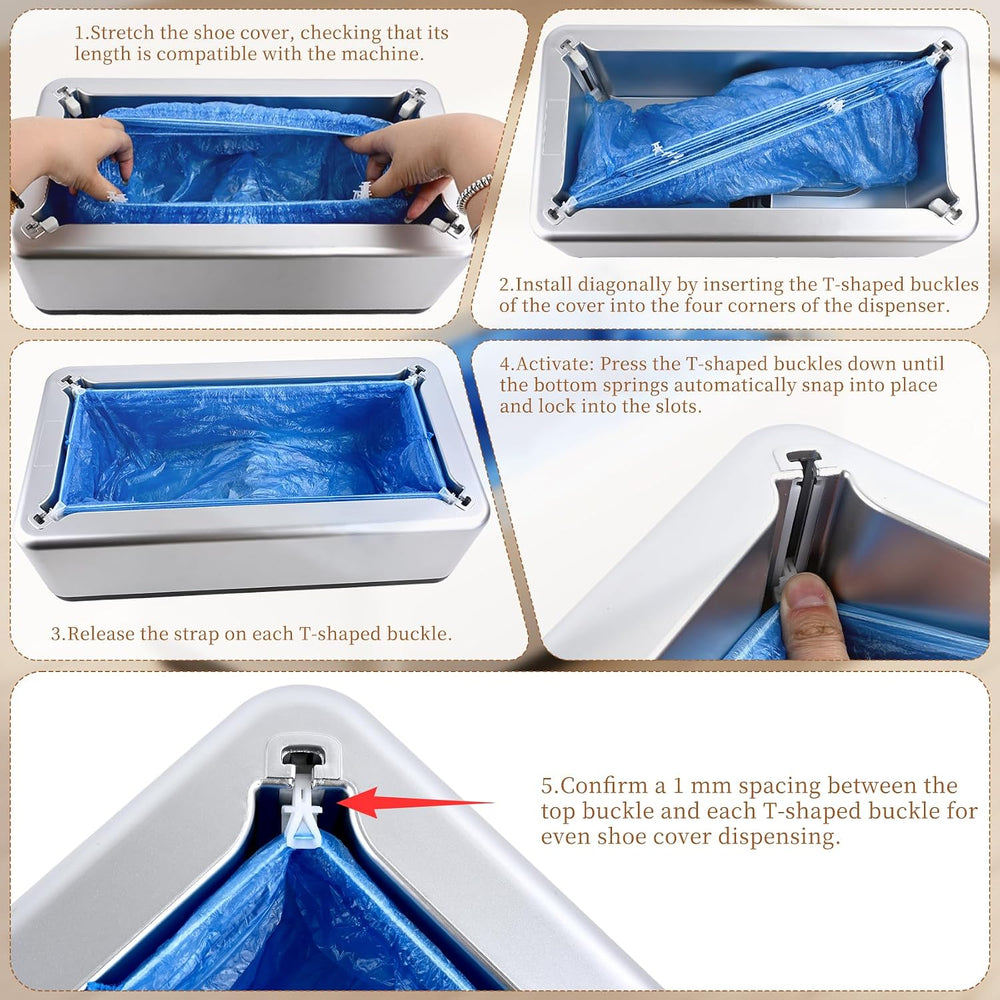Automatic Shoe Cover Dispenser with 200 PCS Disposable Shoe Covers, Large Siz...