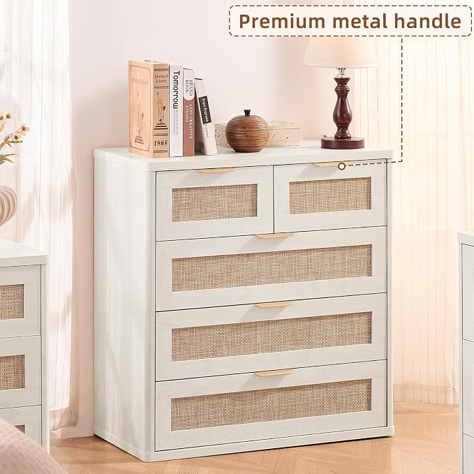 LEYAOYAO White Dresser for Bedroom, 33.5" Tall Chest of Drawers, Modern 5 - Image 5
