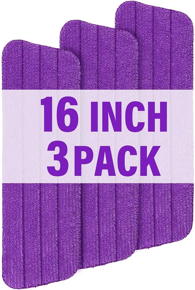 16.5 inch Mop Pads Refills, 3 Pack Microfiber Reusable Replacement Mop Pads by PANDAGRIP