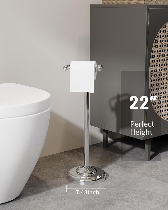 Toilet Paper Holder Stand, Polished Chrome Toilet Paper Holder Free Standing - Image 9