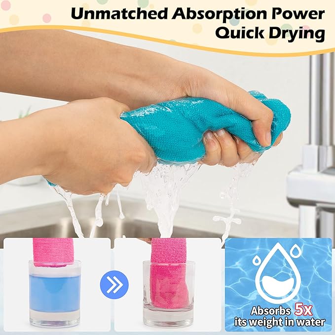 FIXSMITH Microfiber Cleaning Cloth, 20 Pack Cleaning Rags, Cleaning Towels - Image 5