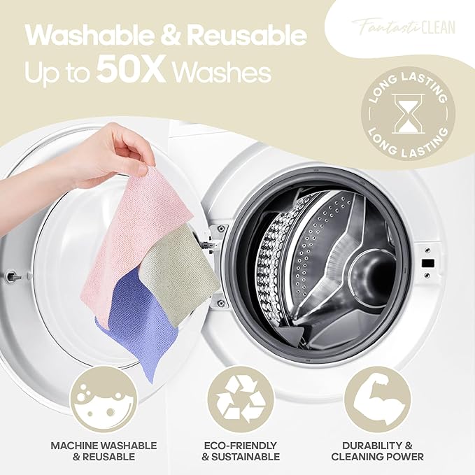 Fantasticlean Microfiber Cleaning Cloth Roll 2 Rolls 120 Pack, Tear Away - Image 9