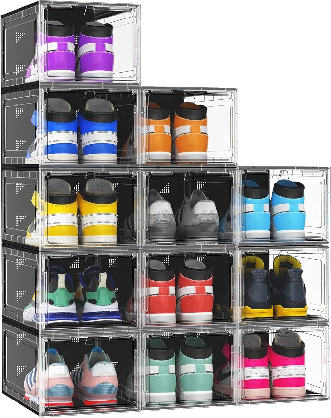 10 Pack Hard Sturdy Thickened Rigid XX Large Shoe Storage Organizer by FJFEOIYE
