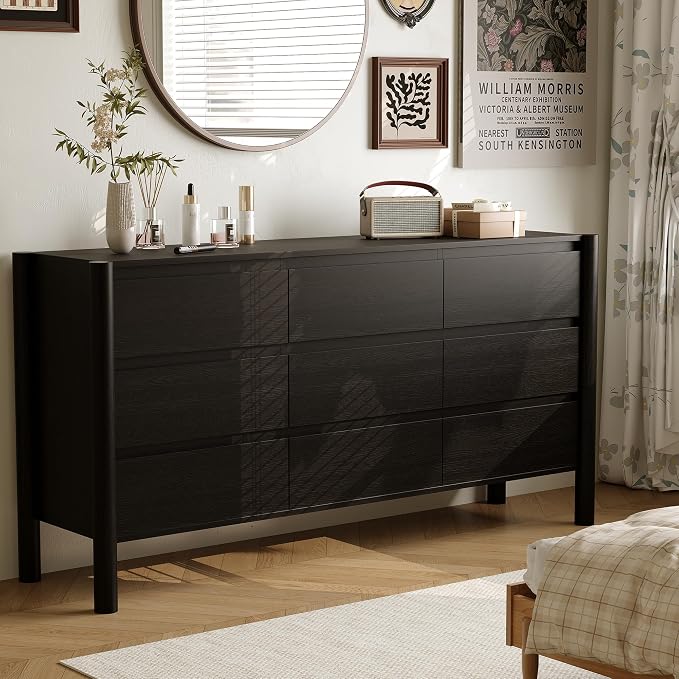 Dresser for Bedroom with 9 Drawers, Wooden TV Stand, Closet Clothes Organizer - Image 3