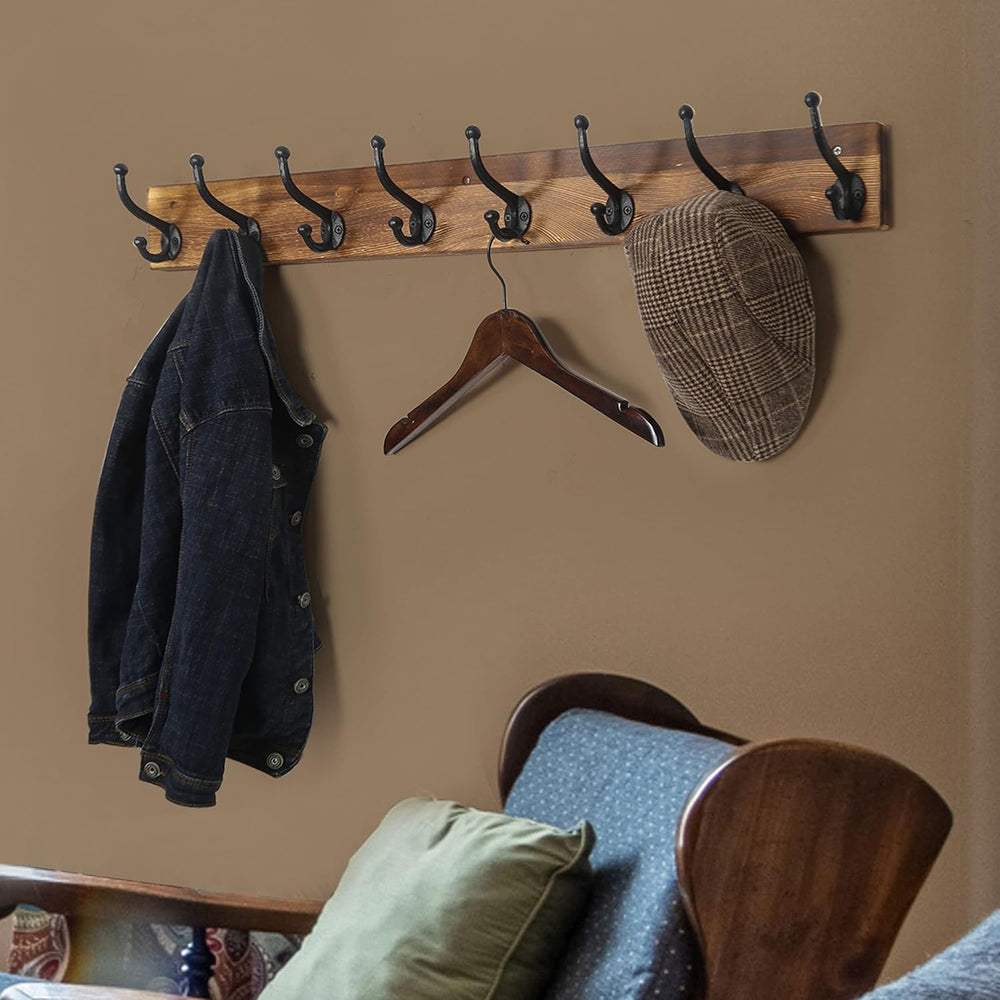 WEBI Rustic Coat Rack Wall Mount,35.43" Long 8 Cast Iron Coat Hooks Wall...