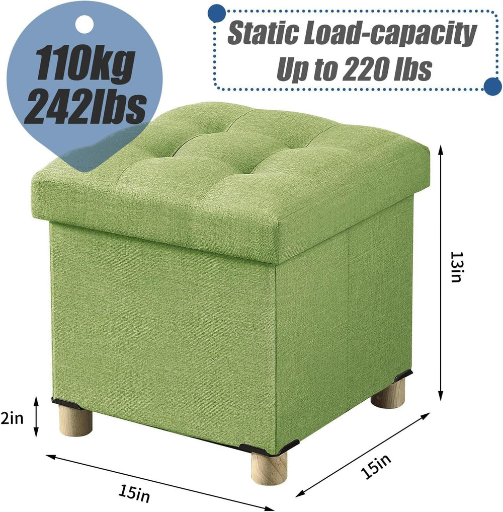 BRIAN & DANY 15 Inches Ottoman with Storage, Square Small Storage Ottoman...