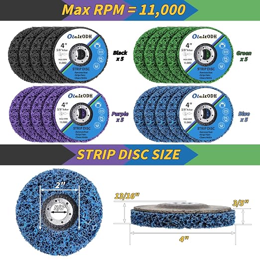 20 Pcs 4" x 5/8" Strip Discs Bulk, Paint Stripping and Rust Removal Wheels - Image 2