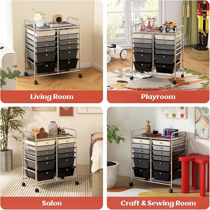 GOFLAME 12-Drawer Rolling Storage Cart, Mobile Utility Cart - Image 8