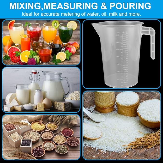 3 Pack 3.5 Liter Measuring Pitcher, Plastic Measuring Cups - Image 7