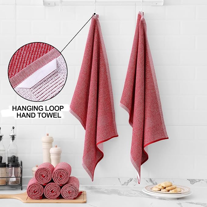Homaxy Premium Kitchen Towels, Large Cotton Kitchen Hand Towels, Flat and Terry - Image 3