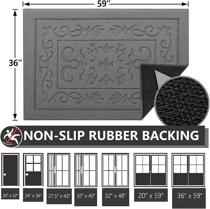 FONEYI Indoor Door Mat 36" x 59", Dirt Trapper Door Mats Non-Slip Entryway Rugs - Image 2