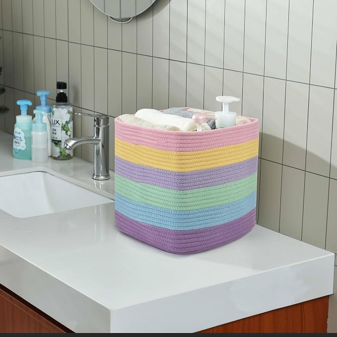 3 Pack Storage Cubes 11 Inch Cotton Rope Woven Baskets - Image 7