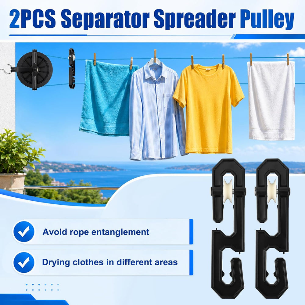 Outdoor Clothesline Kit, Metal Clothes line Pulley Kit for Outside