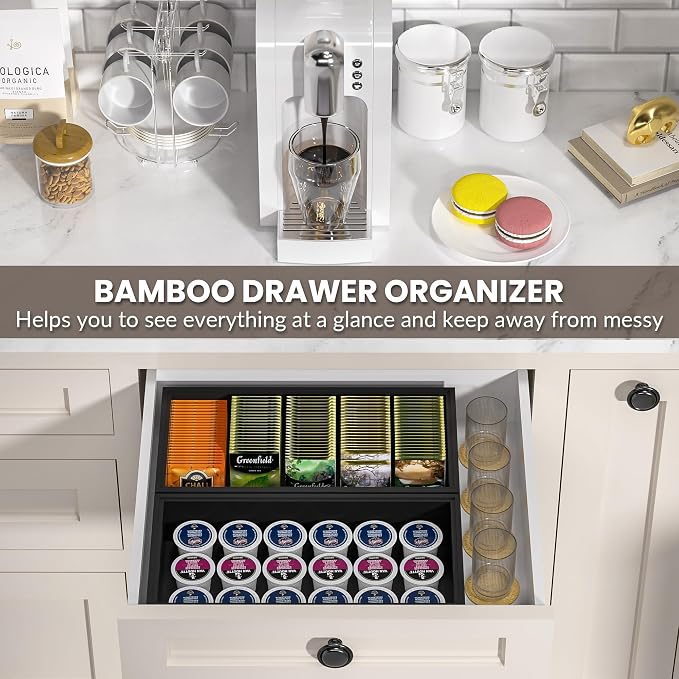 Kitchen Drawer Organizer Bins, Stackable Bamboo Drawer Organizer - Image 4