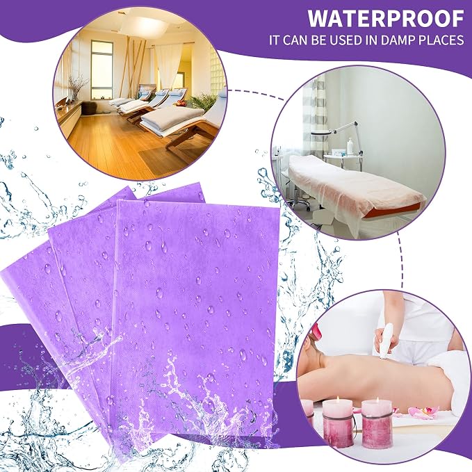 Breling 100 Pcs 31.5 x 71 Inch Disposable Bed Sheets Oil-proof PE Film Massage - Image 2