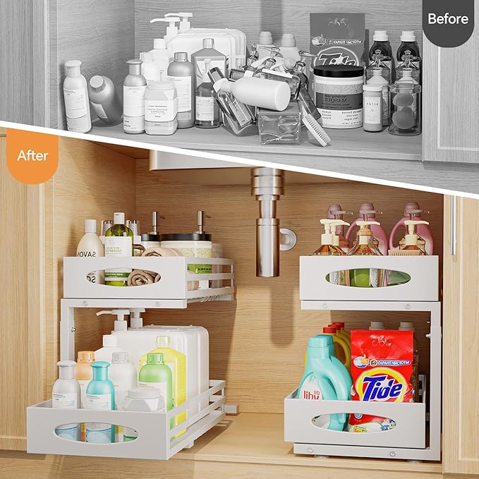 Under Sink Organizer, 2 Tier Under Sink Organizers and Storage, Adjustable - Image 2