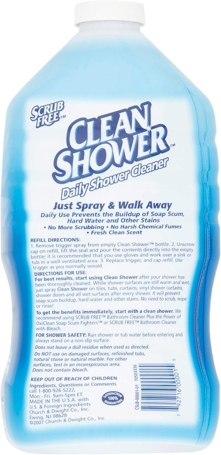 PACK OF 6 - Clean Shower Daily Shower Cleaner Refill, 60 fl oz