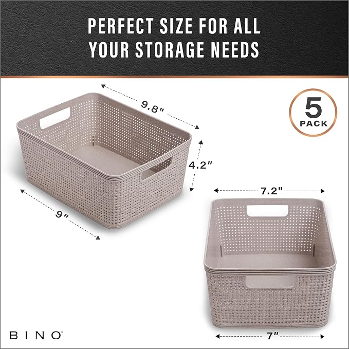 BINO | Woven Plastic Basket | Small, Space - Image 3