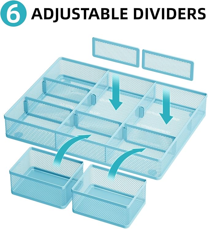 Marbrasse 3 Packs Desk Drawer Organizers, Metal Mesh Dividers - Image 2