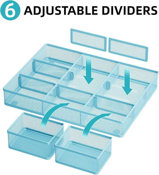 Marbrasse 3 Packs Desk Drawer Organizers, Metal Mesh Dividers - Image 2
