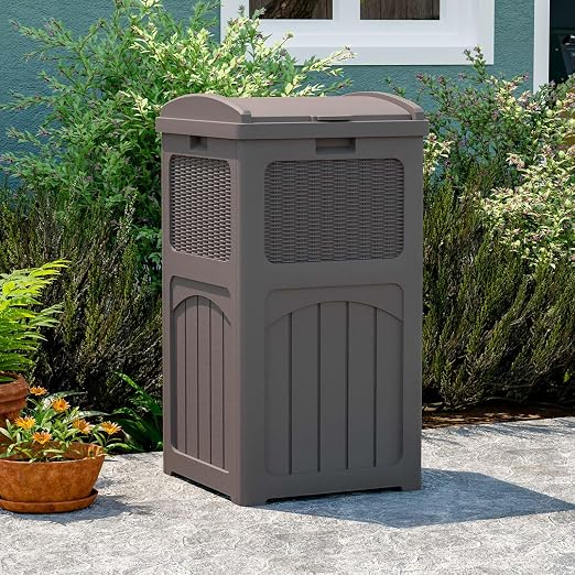 Patiowell 36 Gallon Outdoor Trash Can, Resin Outdoor Garbage Can - Image 2