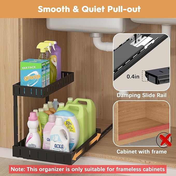 REALINN Under Sink Organizer, 2 Tier Expandable Under Cabinet Organizer - Image 4