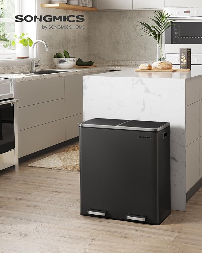SONGMICS Trash Can, 2 x 8 Gallon Garbage Can - Image 2