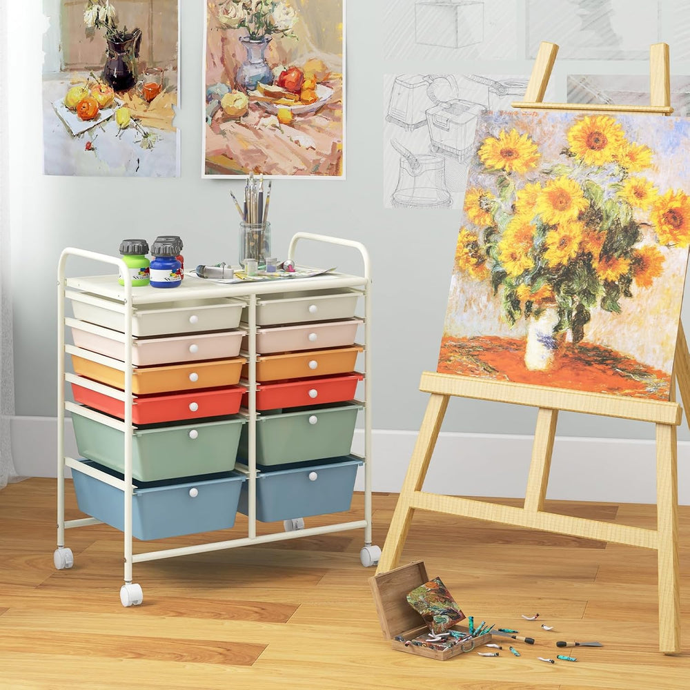 Giantex 12 Drawer Rolling Storage Cart Tools Scrapbook Paper Office School Or...