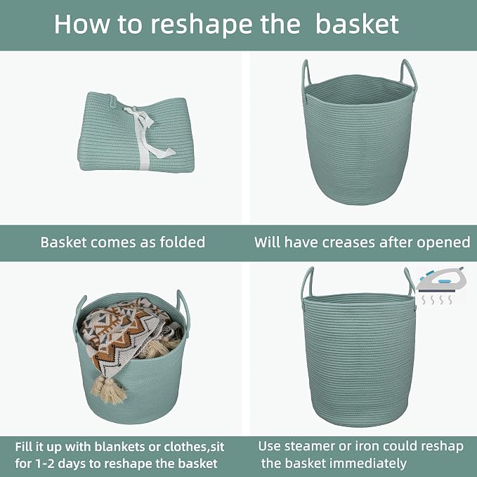 Cotton Rope Laundry Basket Hamper - Image 6