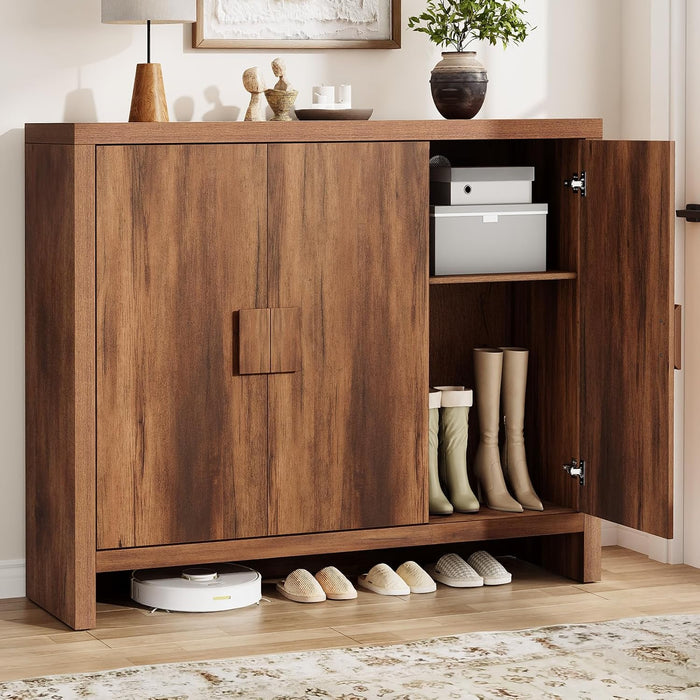 ONBRILL Large Shoe Cabinet with 3 Doors & Adjustable Shelves(Vintage Brown)