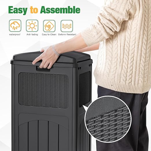 Flamaker 30 Gallon Trash Can, Resin Outdoor Garbage Can - Image 4