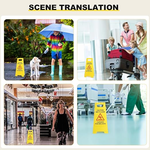 Macarrie 12 Pack Caution Wet Floor Sign Wet Floor Double Sided Cuidado Piso - Image 6
