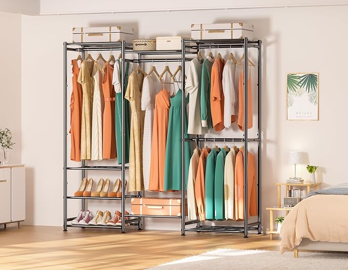 Wardrobe Closet Heavy Duty Clothes Rack, Portable Closet Organizer System - Image 7