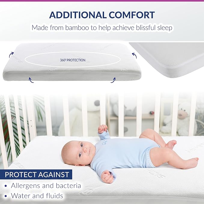 Bamboo Crib Mattress Protector by Slumberfy, Waterproof and Hypoallergenic - Image 6