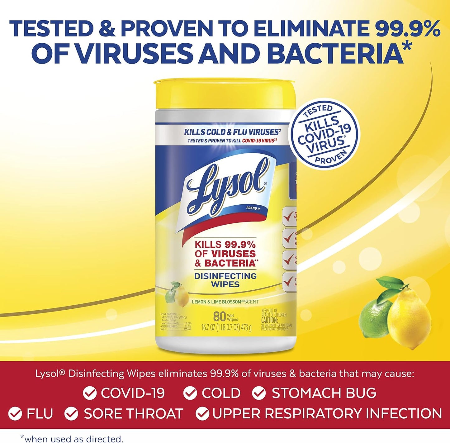 Lysol Disinfectant Wipes, Multi-Surface Cleaning Wipes, For Disinfecting and Cleaning, Lemon and Lime Blossom, (1 Pallet of 75 Packs, 450 Count Total)