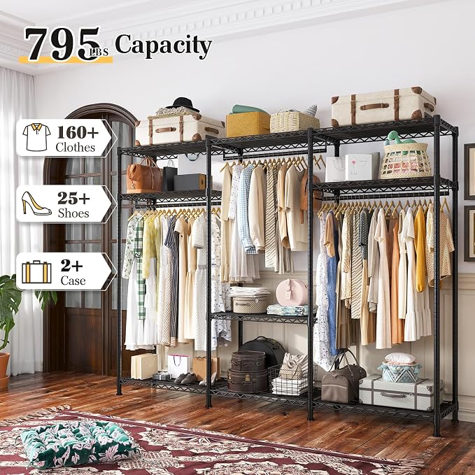 Raybee Clothes Rack Heavy Duty Load 795LBS Portable Clothing Racks - Image 2