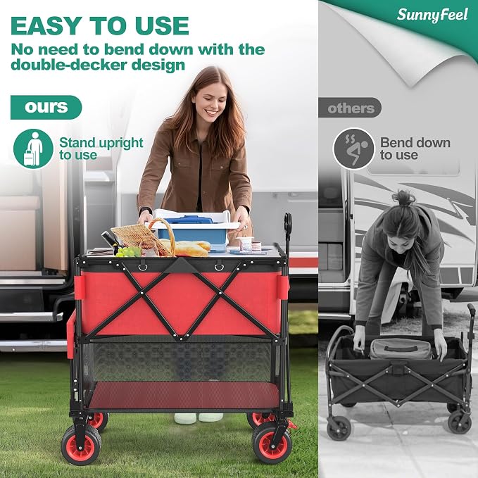 SUNNYFEEL Heavy Duty Collapsible Outdoor Utility Wagon Cart 500LB Capacity - Image 9