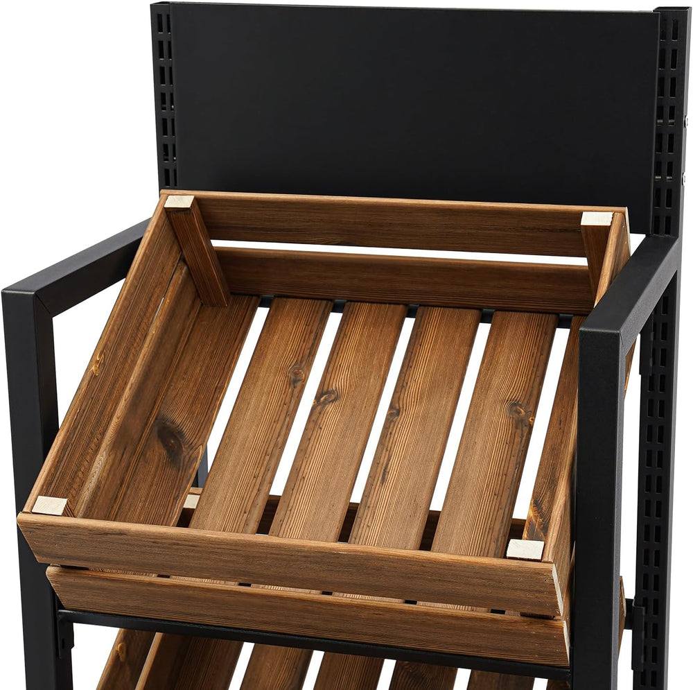 Market Retail Display Rack 4-Tier 52x35x160cm, with 4 Baskets, Wood & Iro...