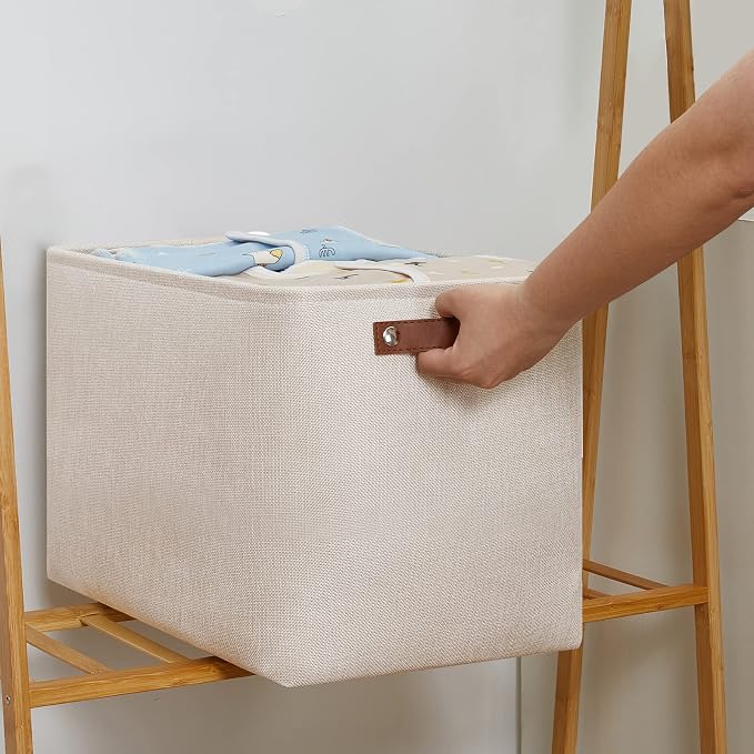 DULLEMELO Storage Baskets Large 16"x12"x12" Tall Rectangular Baskets Fabric - Image 3