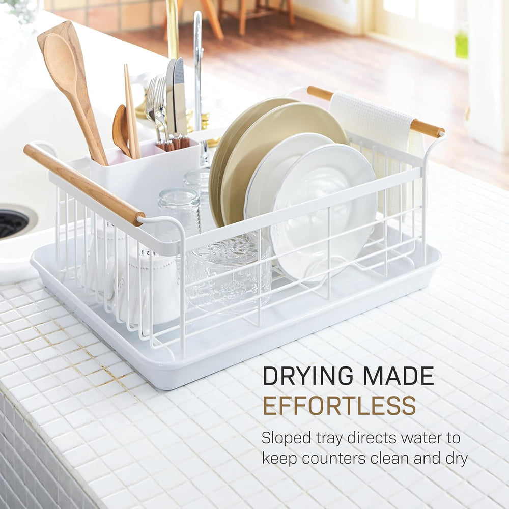 YAMAZAKI Home Dish Drying Rack – Modern White Dish Rack for Kitchen Counter w...