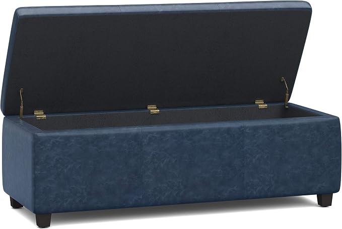 SIMPLIHOME Avalon 48 inch Wide Contemporary Rectangle Storage Ottoman Bench in - Image 4