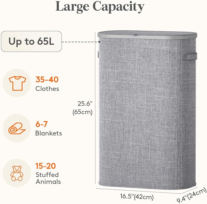 Lifewit 65L Slim Laundry Basket - Image 3