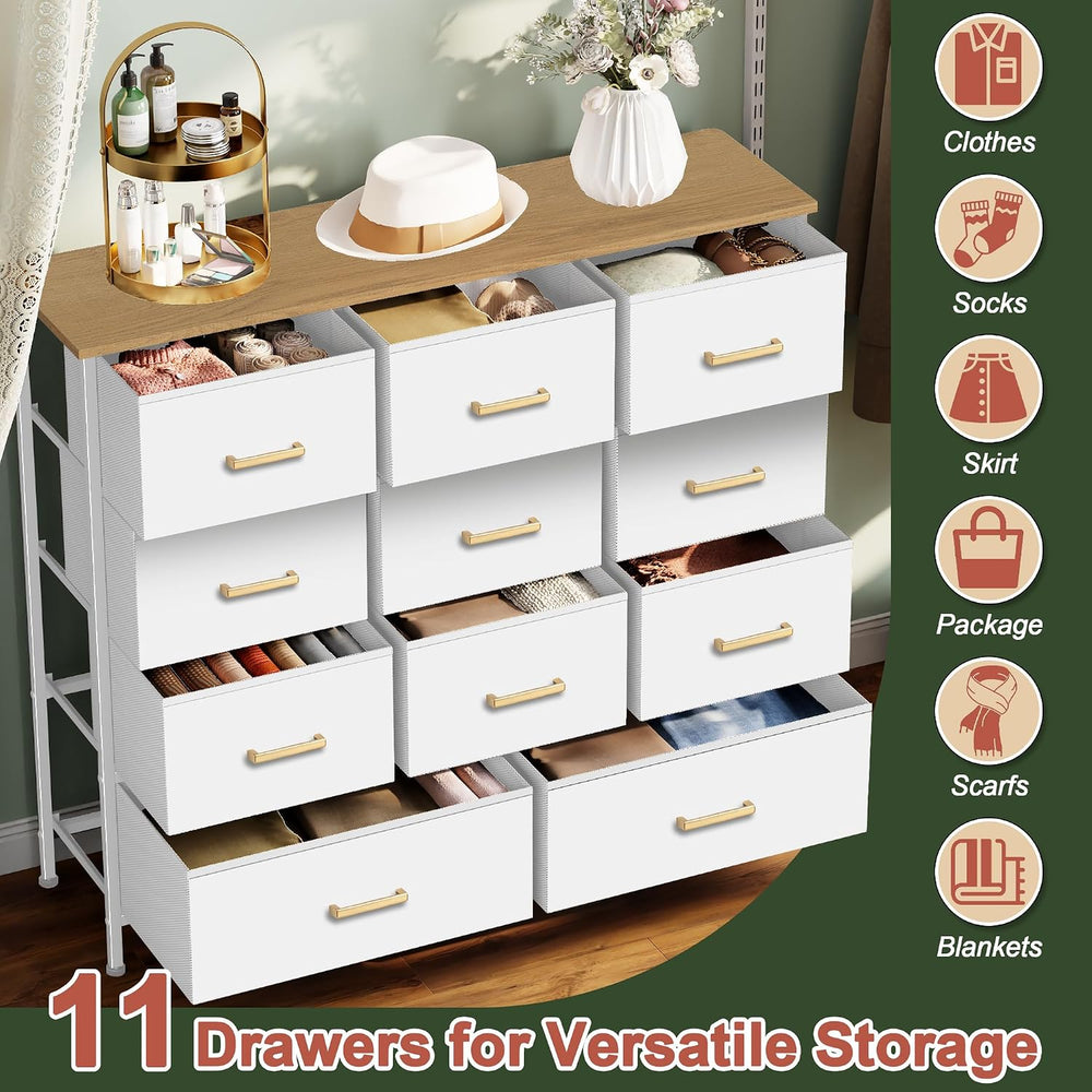 VASICAR Dresser for Bedroom with 11 Storage Drawers, Tall Chests of Drawers