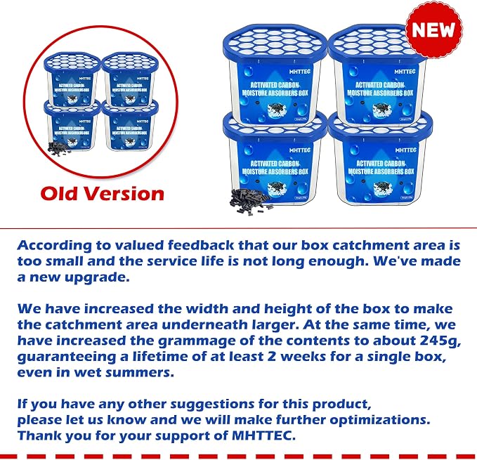 Moisture Absorbers Boxes with Activated Charcoal 4 Pack 245g Dehumidifiers - Image 7